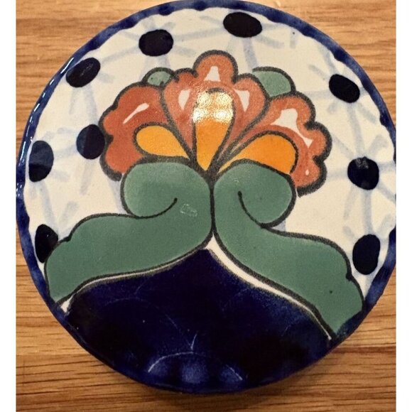 Talavera Mexico Pottery Trinket Candy Jewelry Box - Picture 2 of 8